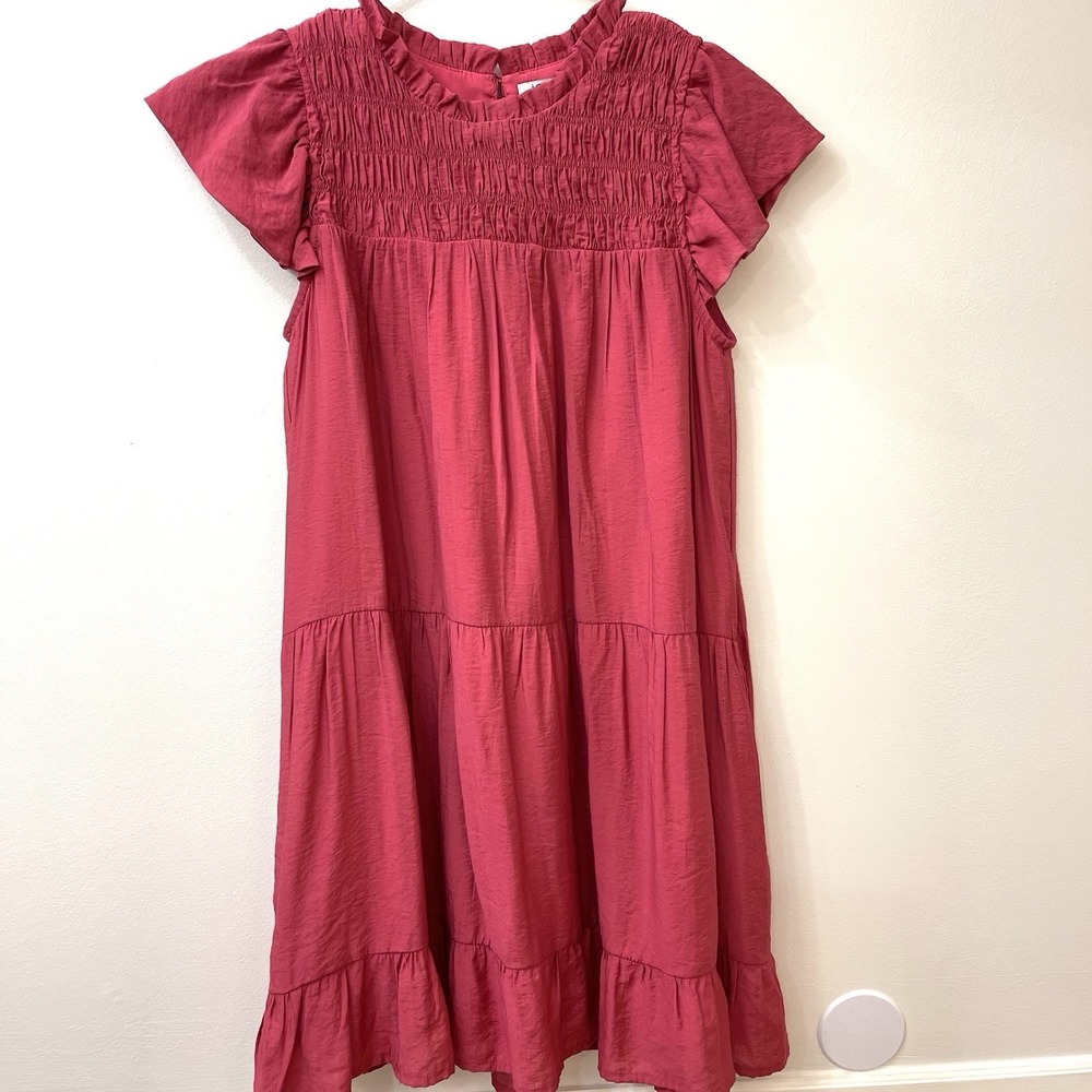 Joy Joy Women's Dress Flutter Sleeves Size XS Berry Pink Teen Dress‎
